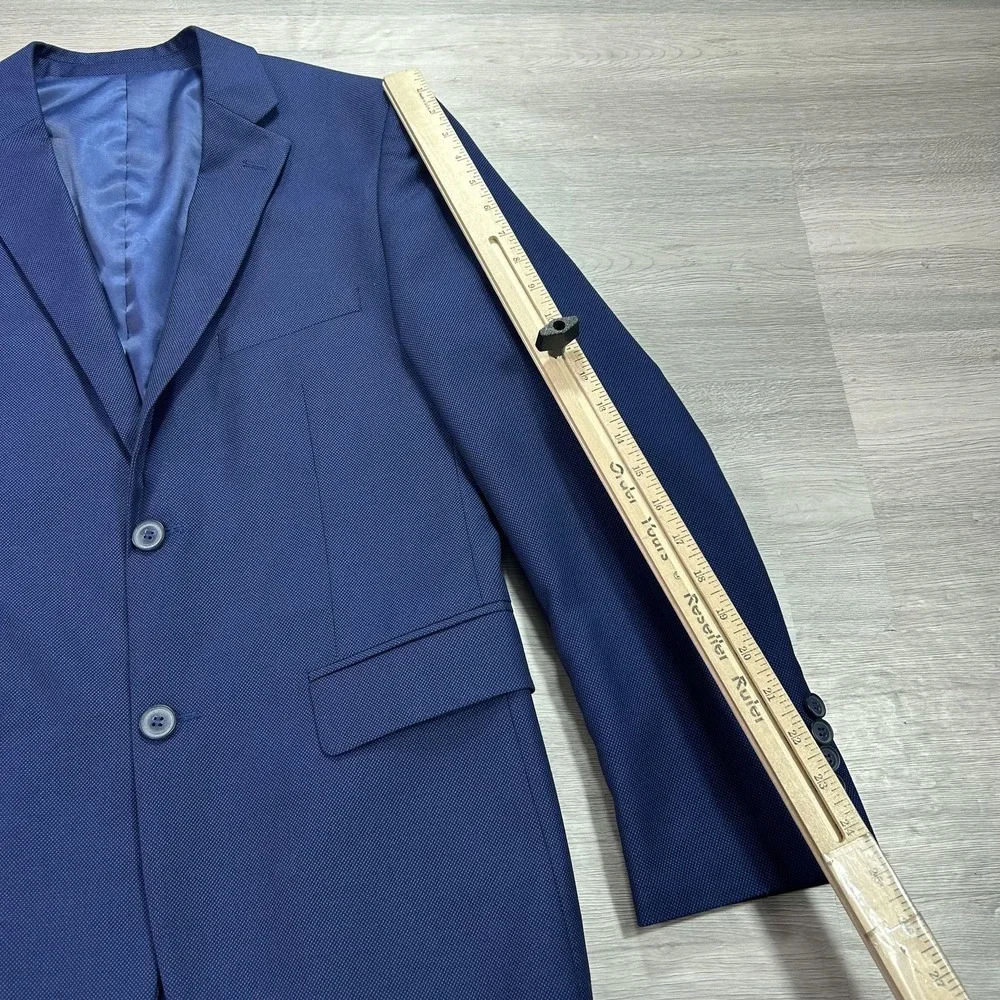 Alain Dupetit Suit Jacket Mens‎ 36R Blue Rayon Blend 2 Button Dress Blazer